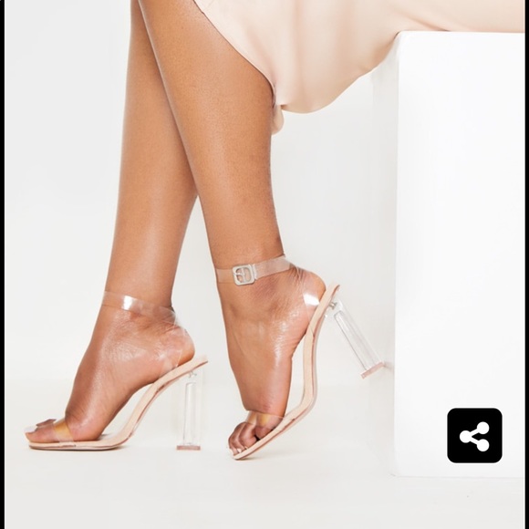 Women’s PrettyLittleThing nude clear block heel sandal - Picture 12 of 16